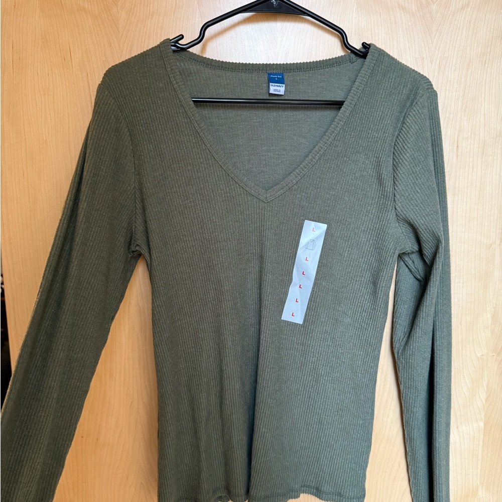 Old Navy Green Fitted Ribbed Blouse